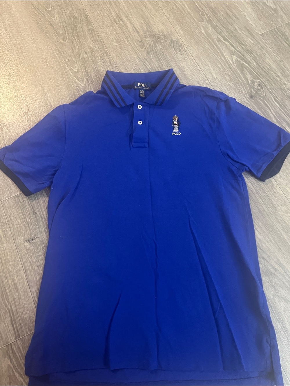 Polo by Ralph Lauren Royal Blue Striped-Collar Polo